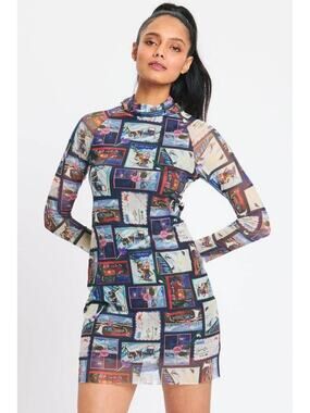 Rachel Antonoff Lilly Turtleneck Mini Dress in Chalet Postcard M